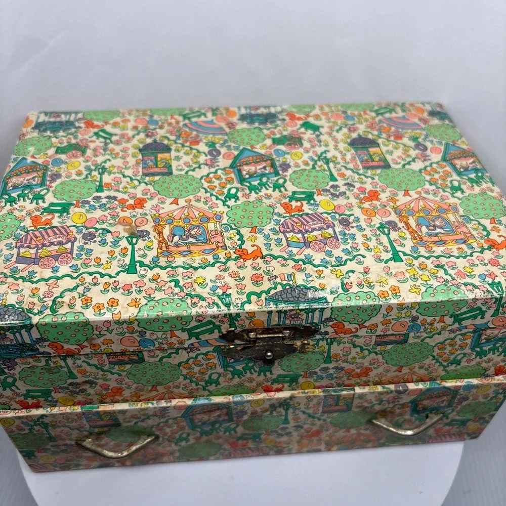 Vintage Laurel Japan Musical Jewelry Box Carnival Carousel Lara's Theme‎ Red